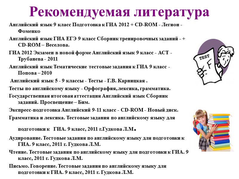 Рекомендуемая литература Английский язык 9 класс Подготовка к ГИА 2012 + CD-ROM - Легион